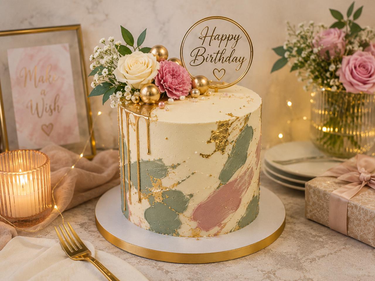Floral birthday cake by Frena Cakes